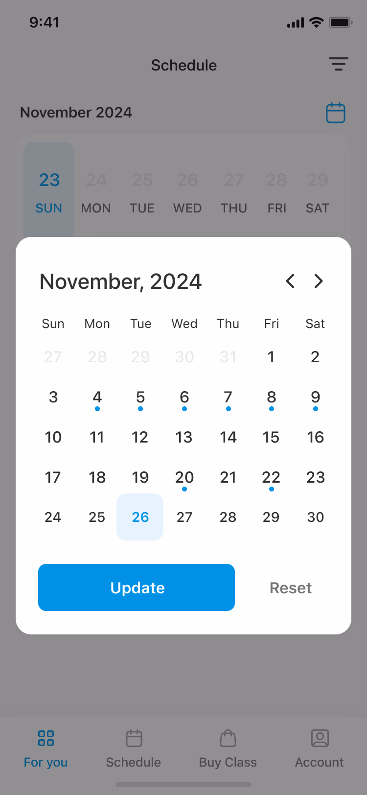 App-Screen: Kalender